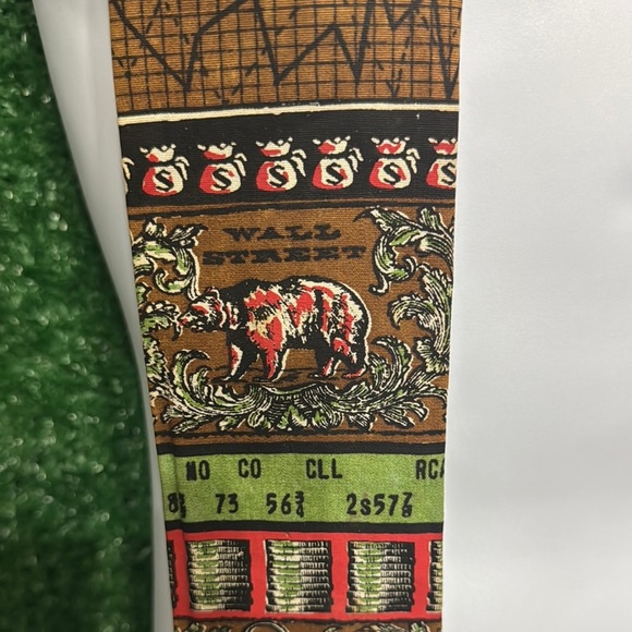 wall street Patterned Brown Tie - Picture 2 of 4